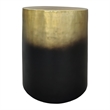 Dyan 20 Inch Side End Table- Round Drum Shape- Black- Gold Antique Brass Ombre