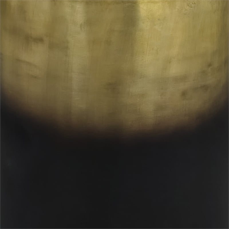 Dyan 20 Inch Side End Table- Round Drum Shape- Black- Gold Antique Brass Ombre