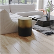 Dyan 20 Inch Side End Table- Round Drum Shape- Black- Gold Antique Brass Ombre