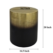 Dyan 20 Inch Side End Table- Round Drum Shape- Black- Gold Antique Brass Ombre