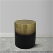 Dyan 20 Inch Side End Table- Round Drum Shape- Black- Gold Antique Brass Ombre