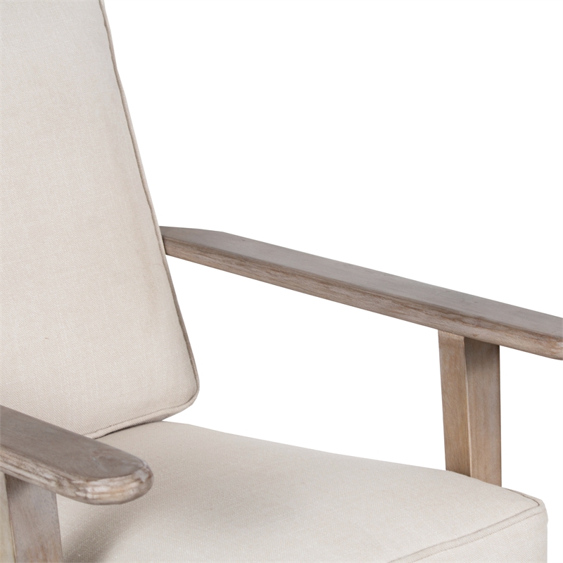 Amber Accent Chair- Handcrafted Washed Mango Wood-  Fabric Cushions- Angled Legs