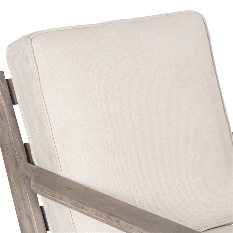 Amber Accent Chair- Handcrafted Washed Mango Wood-  Fabric Cushions- Angled Legs