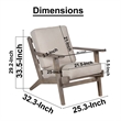 Amber Accent Chair- Handcrafted Washed Mango Wood-  Fabric Cushions- Angled Legs