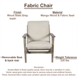 Amber Accent Chair- Handcrafted Washed Mango Wood-  Fabric Cushions- Angled Legs
