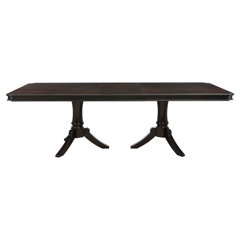 Stoe 76-96 Inch Dining Table-Rectangular Extendable-Pedestal Base-Brown