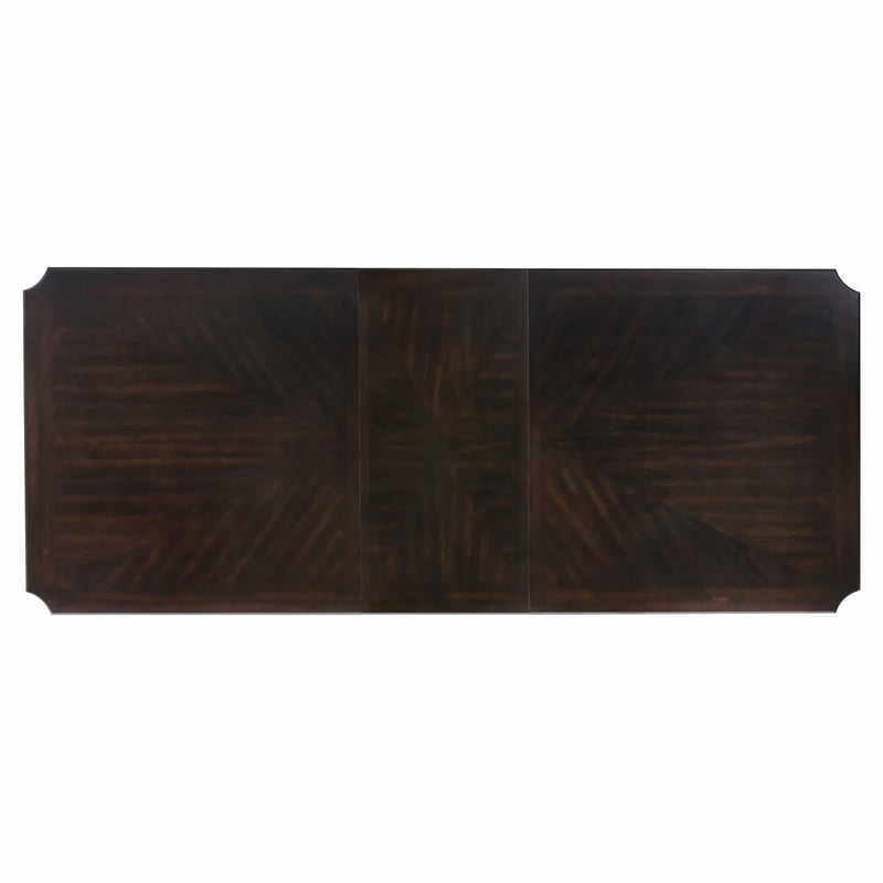 Stoe 76-96 Inch Dining Table-Rectangular Extendable-Pedestal Base-Brown