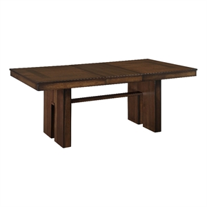 Voz 59-77 Inch Dining Table-Extendable-Trestle Base-Walnut Brown Veneer