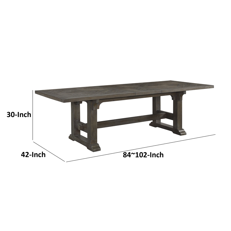 Koa 84-102 Inch Dining Table-Extendable 8 Seater Rectangular-Brown Wood