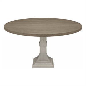Sane 59 Inch Dining Table-Round Top with Pedestal Base-White-Gray