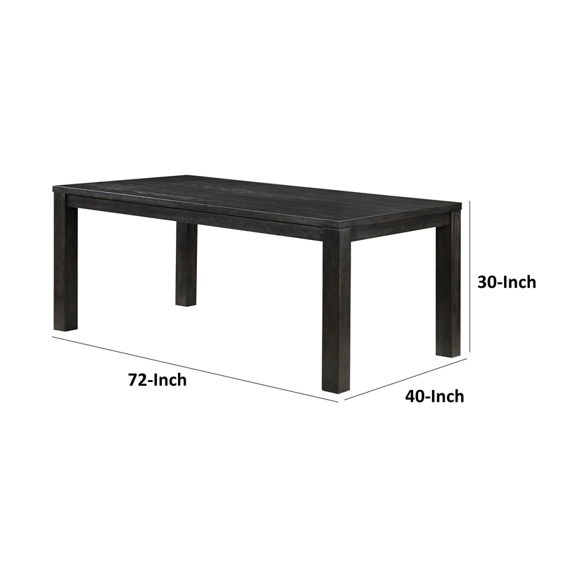 Lory 72 Inch Dining Table-Rectangular Top-6 Seater-Black Solid Wood ...