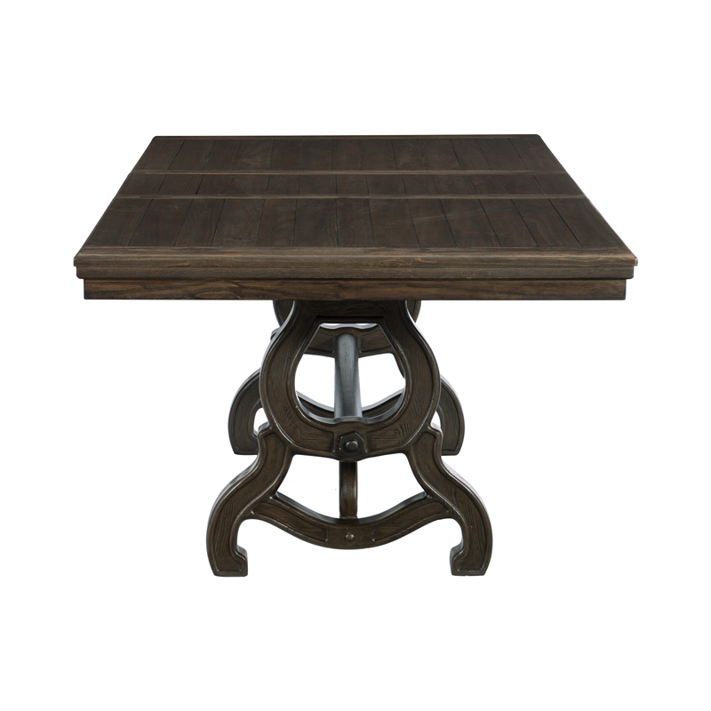 Vill 68-86 Inch Dining Table-Extension Leaf-Metal Braces Brown Solid Wood