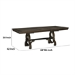 Vill 68-86 Inch Dining Table-Extension Leaf-Metal Braces Brown Solid Wood