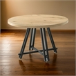 Tete 47 Inch Dining Table-Solid Brown Wood Round Top-Black Metal Base