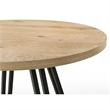 Tete 47 Inch Dining Table-Solid Brown Wood Round Top-Black Metal Base