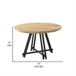 Tete 47 Inch Dining Table-Solid Brown Wood Round Top-Black Metal Base