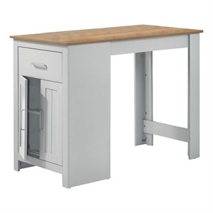 Lon 47 Inch Counter Height Kitchen Island Dining Table-White-Brown