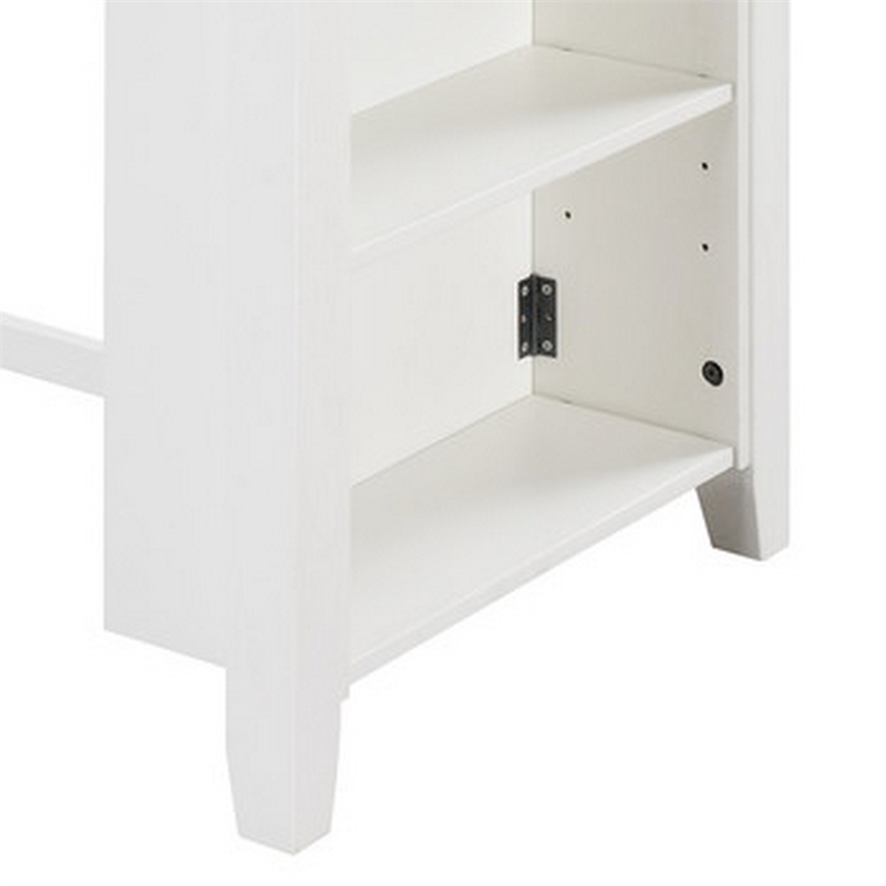 Ham 36 Inch Counter Height Small Dining Table with Shelves-USB Port-White