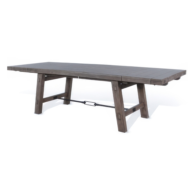 Yael Dining Table-Light Brown Mahogany Wood-Extendable 76-106 Inch