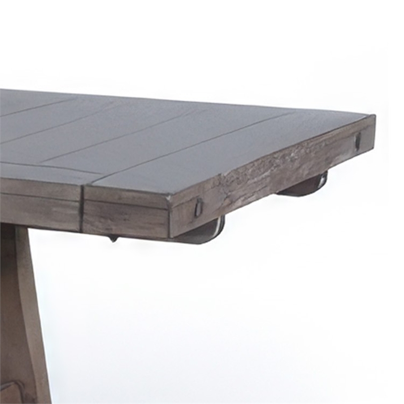 Yael Dining Table-Light Brown Mahogany Wood-Extendable 76-106 Inch