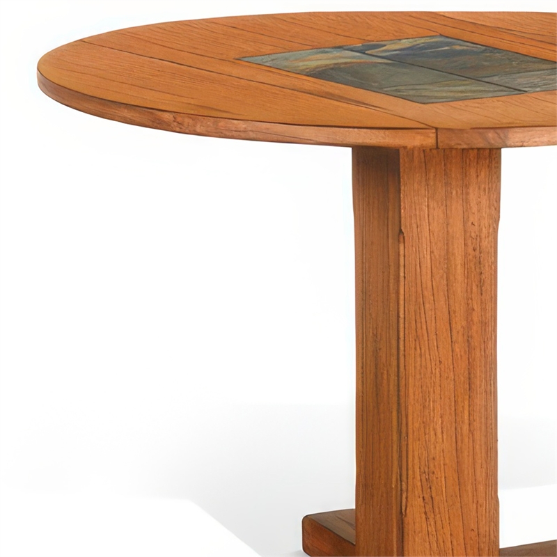 Marv Dining Table w 2 Drop Leaves-40 Inch Round Top-Brown Wood