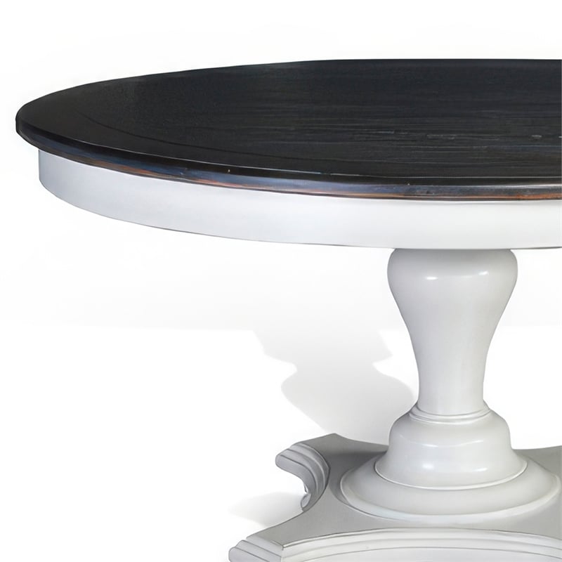 Orso Dining Table-Pedestal Base-54 Inch Round Top-White-Dark Brown