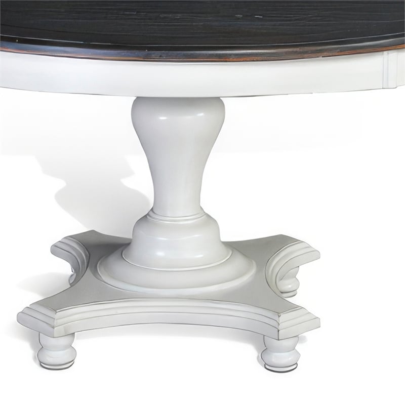 Orso Dining Table-Pedestal Base-54 Inch Round Top-White-Dark Brown