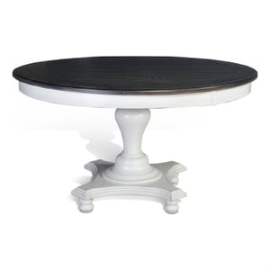 Orso Dining Table-Pedestal Base-54 Inch Round Top-White-Dark Brown