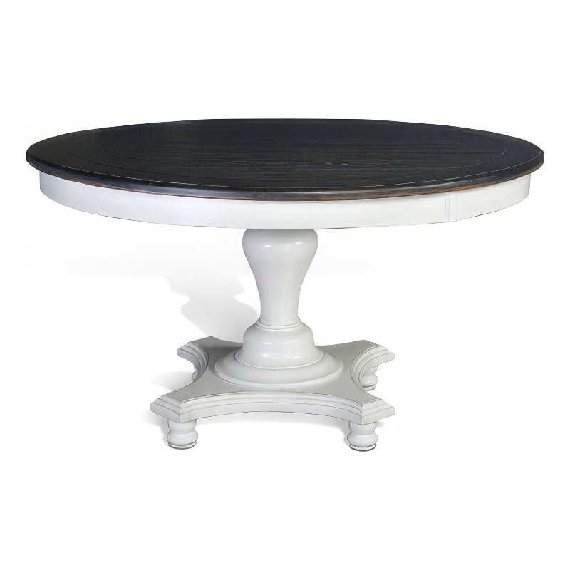 Orso Dining Table-Pedestal Base-54 Inch Round Top-White-Dark Brown