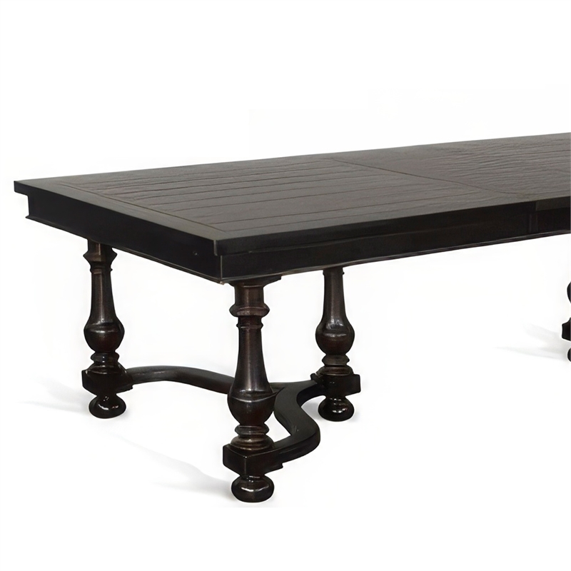 Elon Extendable Dining Table-76-112 Inch Top-6 Turned Legs-Black
