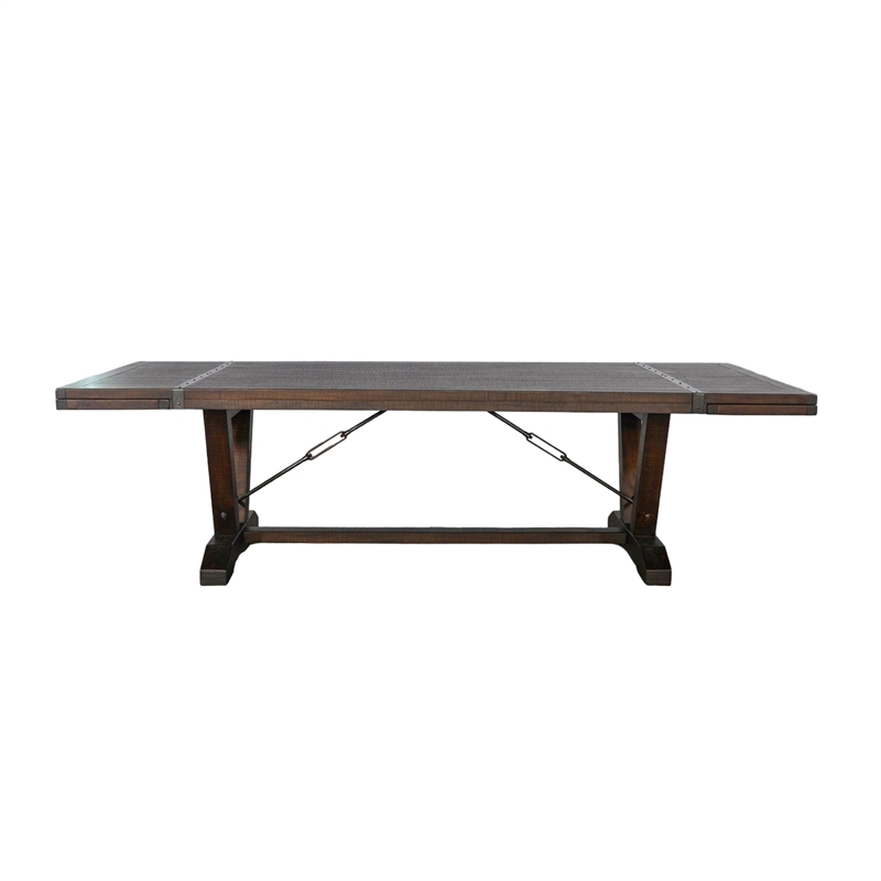 Flint Extendable Dining Table-108-140 Inch-2 Folding Leaves-Brown