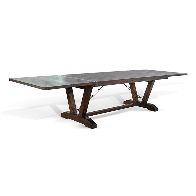 Flint Extendable Dining Table-108-140 Inch-2 Folding Leaves-Brown
