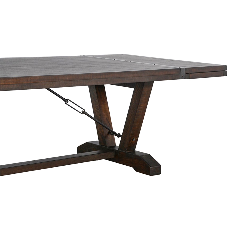 Flint Extendable Dining Table-108-140 Inch-2 Folding Leaves-Brown