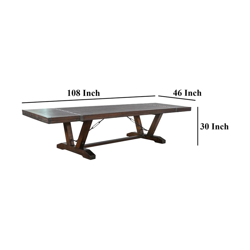 Flint Extendable Dining Table-108-140 Inch-2 Folding Leaves-Brown
