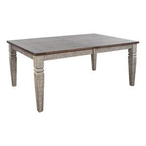 Camie Dining Table Extendable 66-90 Inch Dark Brown Gray Mahogany Wood