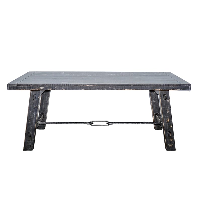 Rena Dining Table with Turnbuckles-74 Inch Black Sand Mahogany Wood