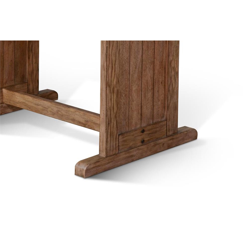 Yael Dining Table-60 Inch Rectangular Plank Top-Light Brown Mahogany