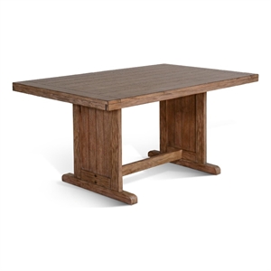 Yael Dining Table-60 Inch Rectangular Plank Top-Light Brown Mahogany