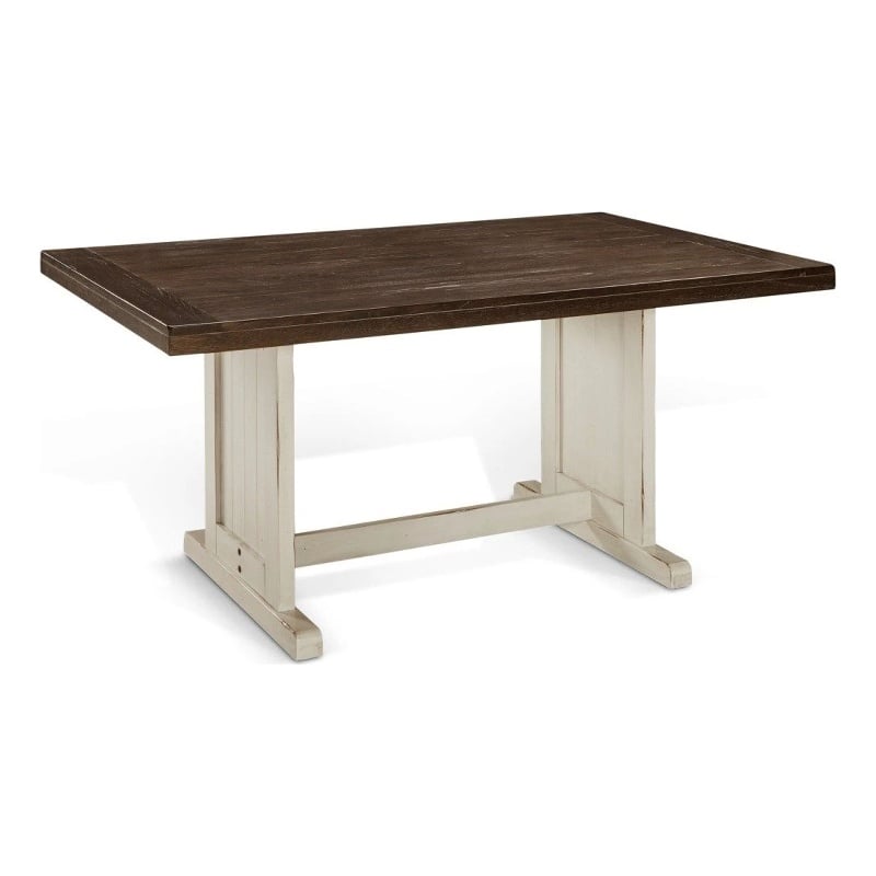 Orso Dining Table-60 Inch Rectangular Plank Top-Off White and Brown