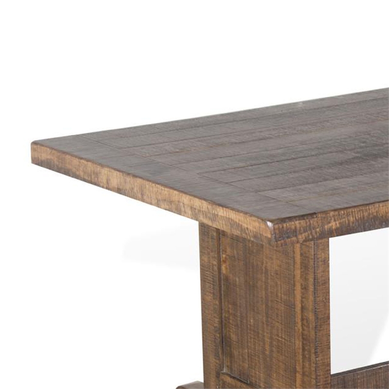 Camie Dining Table-60 Inch Rectangular Plank Top-Brown Mahogany Wood