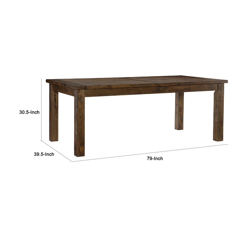 Rick Dining Table-79 Inch Rectangular Top-Natural Brown Rubberwood