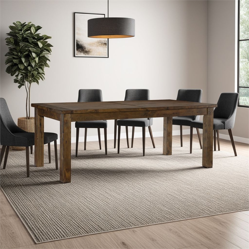 Rick Dining Table-79 Inch Rectangular Top-Natural Brown Rubberwood
