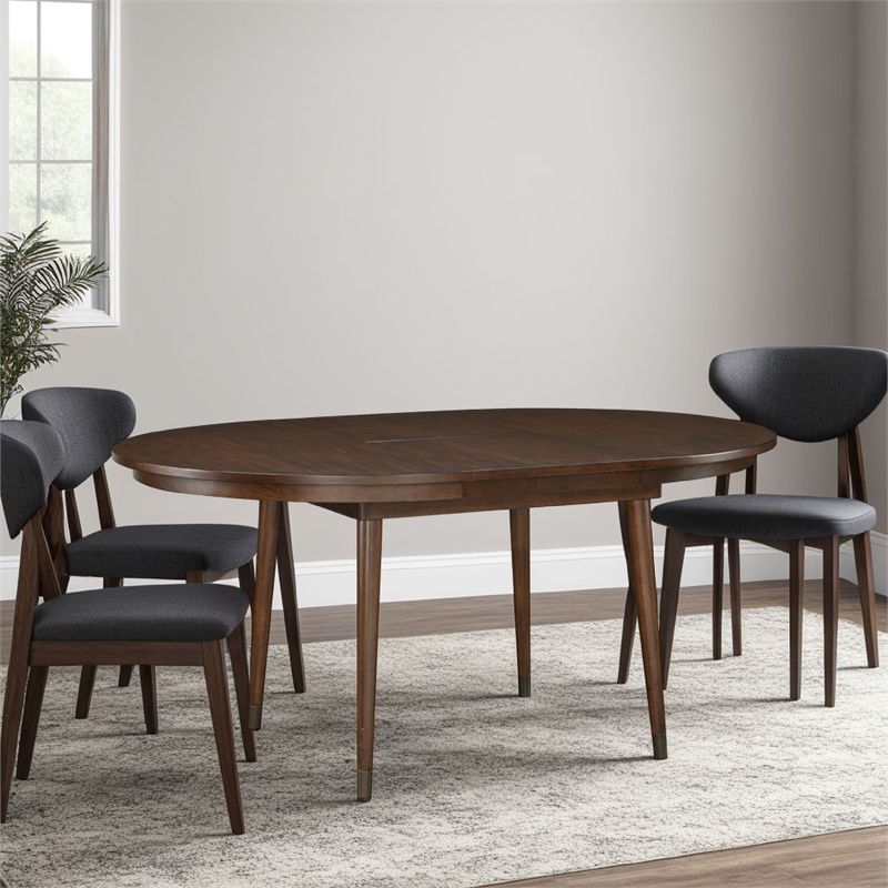 Coly Dining Table with Butterfly Leaf 48-65 Inch Round-Maple Brown