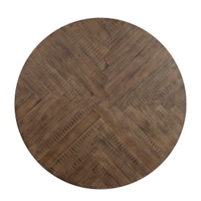 Fena Dining Table-Round 45 Inch Brown Wood Top-Gray Metal Star Base