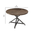 Fena Dining Table-Round 45 Inch Brown Wood Top-Gray Metal Star Base