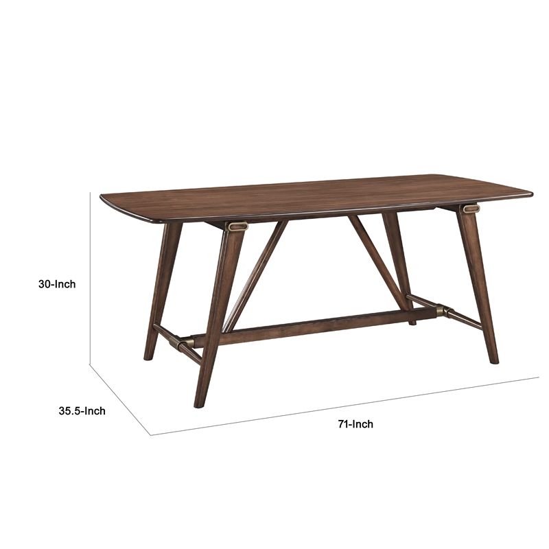 Manny Dining Table with Picnic Style Trestle Base-Walnut Wood 71 Inch