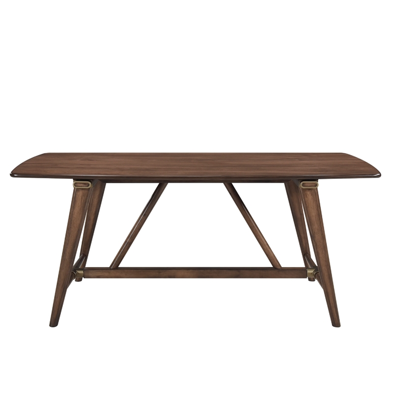 Manny Dining Table with Picnic Style Trestle Base-Walnut Wood 71 Inch