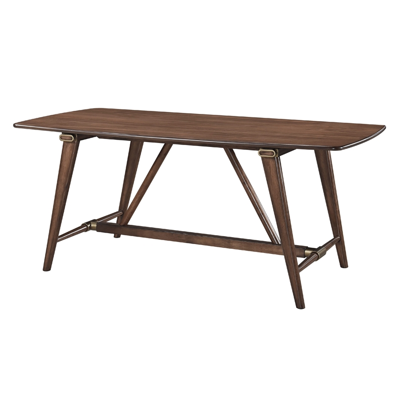Manny Dining Table with Picnic Style Trestle Base-Walnut Wood 71 Inch