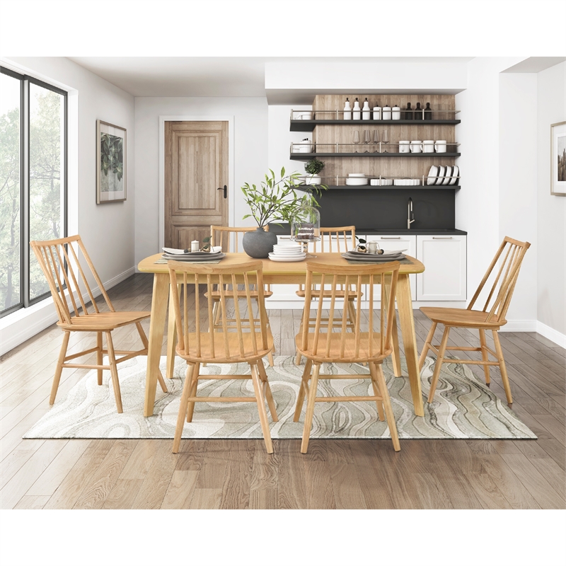 Jadie Dining Table-Tapered Legs-Natural Oak Wood Rectangular 60 Inch
