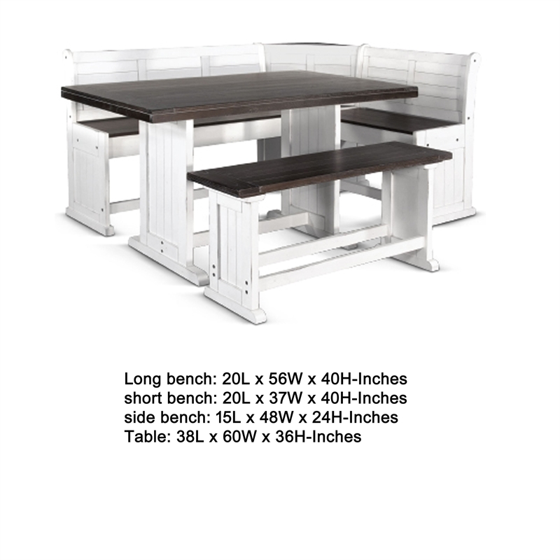 Orso 4pc Counter Height Breakfast Nook Dining Table-Off White Brown